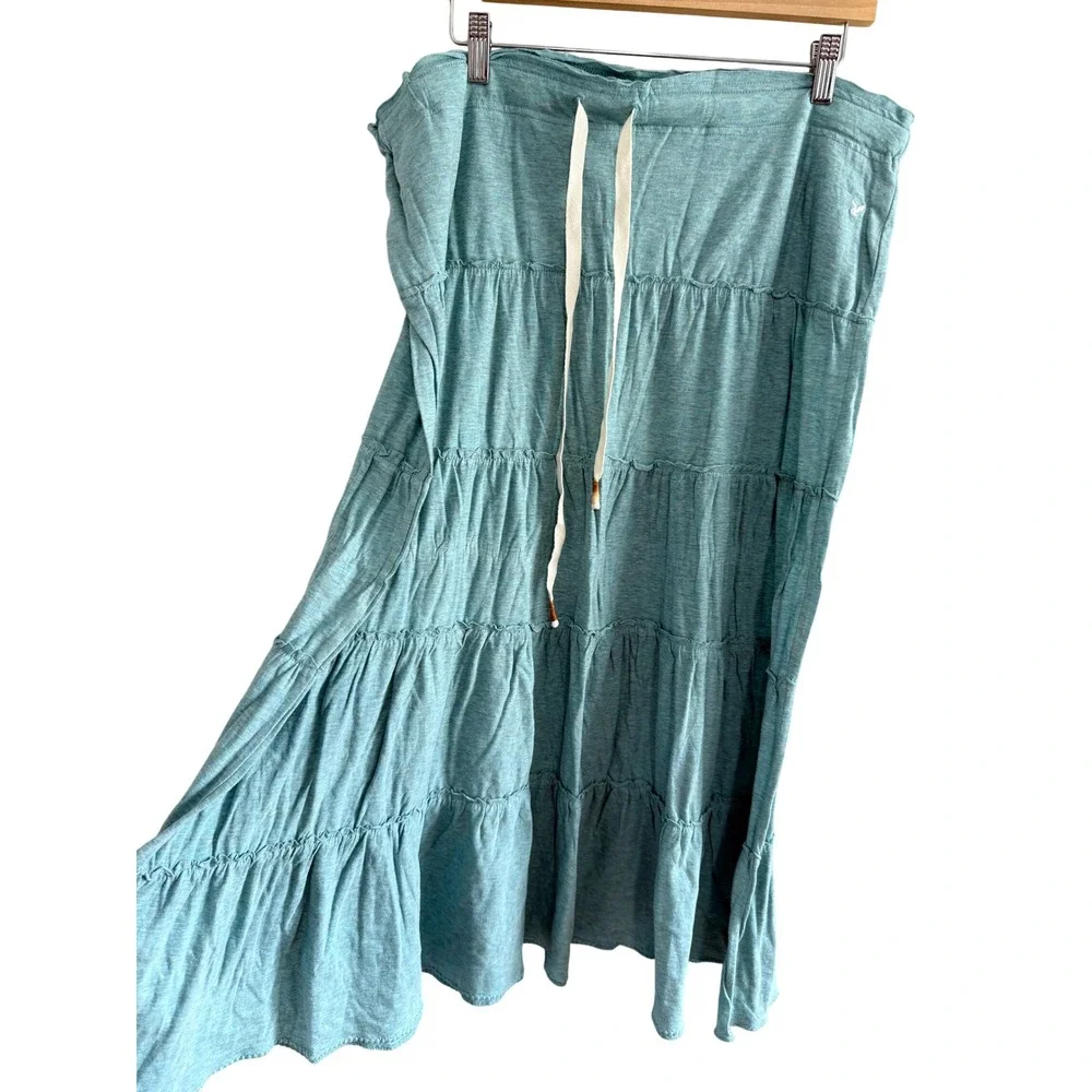 NWT American Eagle Tiered Maxi Skirt Size XL Teal Cotton Boho